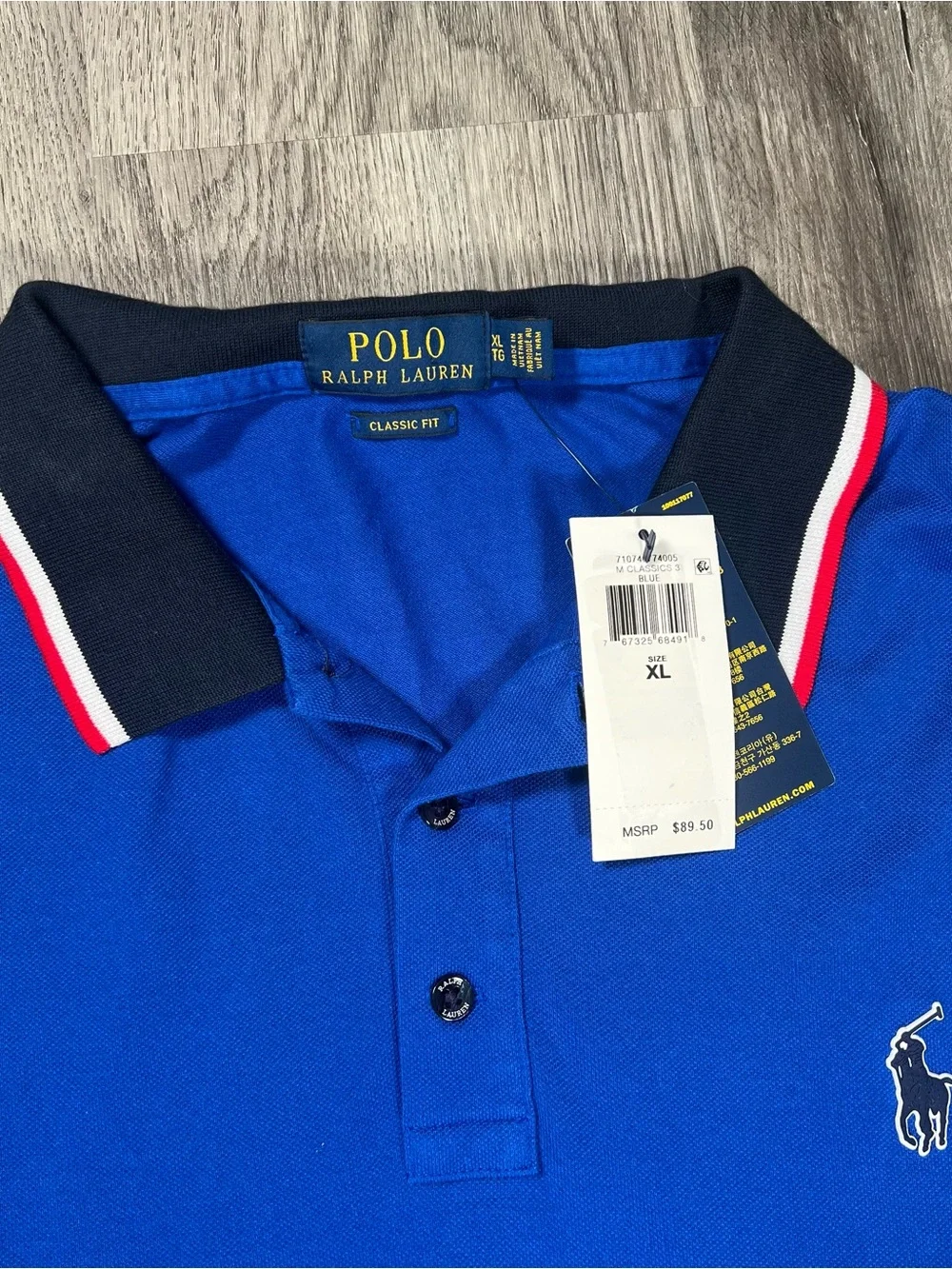 New Polo Ralph Lauren Shirt Mens XL Blue Red White Golf Casual Pony Logo USA